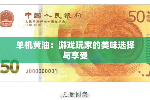 单机黄油：游戏玩家的美味选择与享受