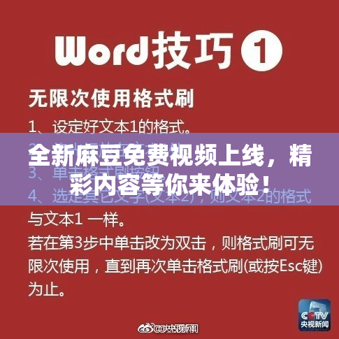 全新麻豆免费视频上线，精彩内容等你来体验！