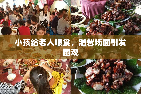 小孩给老人喂食，温馨场面引发围观