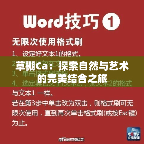 草棚Ca：探索自然与艺术的完美结合之旅
