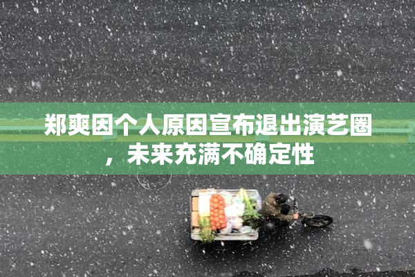 郑爽因个人原因宣布退出演艺圈，未来充满不确定性
