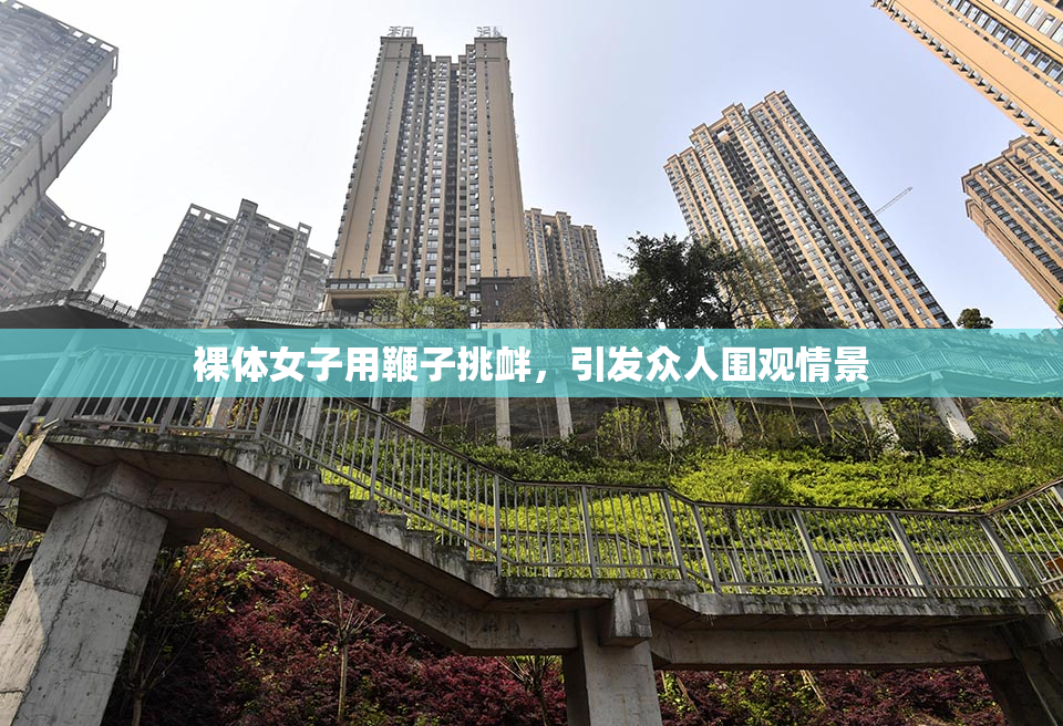 裸体女子用鞭子挑衅，引发众人围观情景