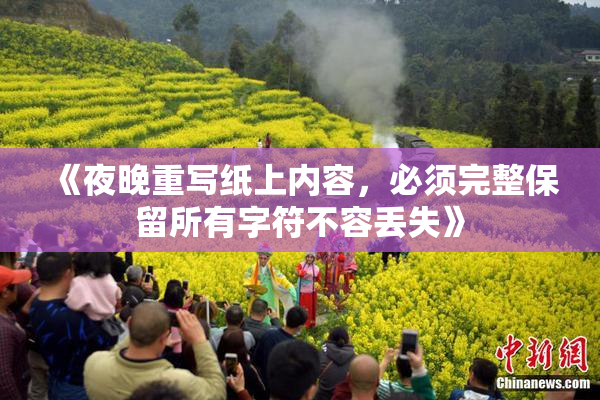 《夜晚重写纸上内容，必须完整保留所有字符不容丢失》
