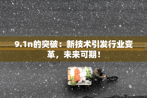 9.1n的突破：新技术引发行业变革，未来可期！