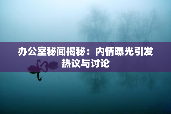 办公室秘闻揭秘：内情曝光引发热议与讨论