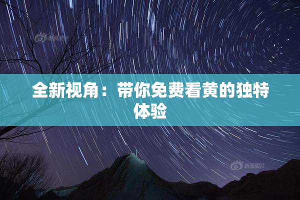 全新视角：带你免费看黄的独特体验